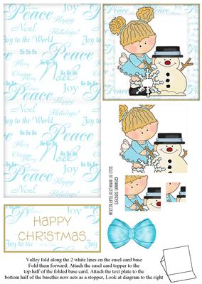 Cute Little Girl & Snowman Easel Card