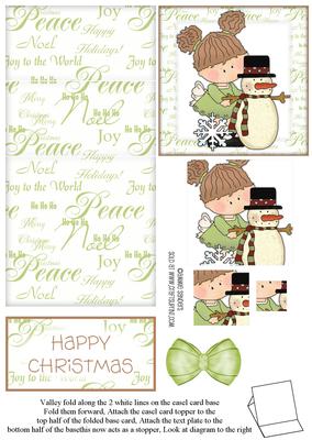 Cute Little Girl & Snowman Easel Card