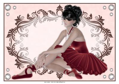 Beautiful Ballerina in Red A4 Topper