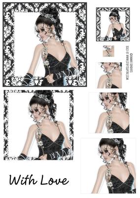Stunning Beauty in Black with Flowers - Pyramid