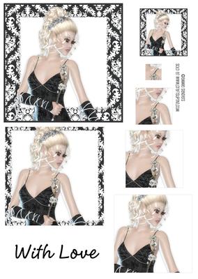 Stunning Beauty in Black with Flowers - Pyramid