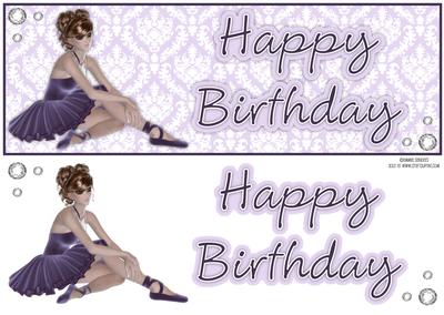 Ballerina in Purple Happy Birthday Large Dl Topper