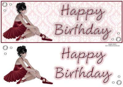 Ballerina in Red Happy Birthday Large Dl Topper