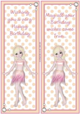 2 Little Fairy Girl Large Dl Toppers with Birthday Sentiment