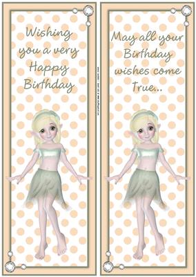 2 Little Fairy Girl Large Dl Toppers with Birthday Sentiment