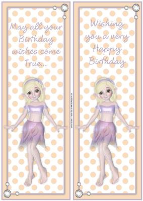 2 Little Fairy Girl Large Dl Toppers with Birthday Sentiment