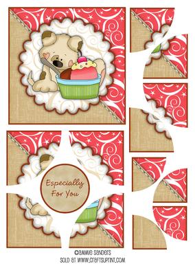 Sweet Little Puppy & Cup Cake Corner Stacker & Sentiment