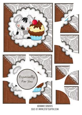 Sweet Little Puppy & Cup Cake Corner Stacker & Sentiment 