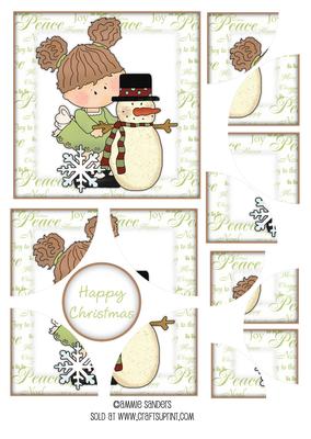 Sweet Girl & Snowman Corner Stacker & Sentiment