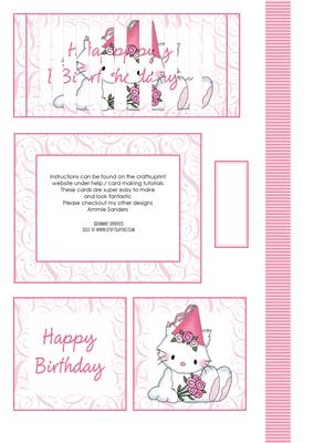 Princess Kitty Happy Birthday Flip Card Sheet