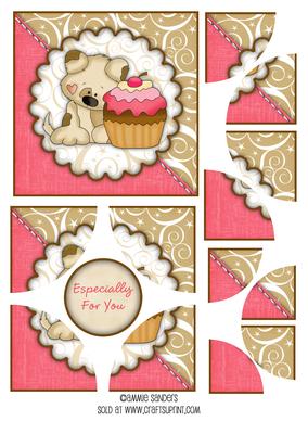 Sweet Little Puppy & Cup Cake Corner Stacker & Sentiment