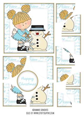 Sweet Little Girl & Snowman Corner Stacker & Sentiment