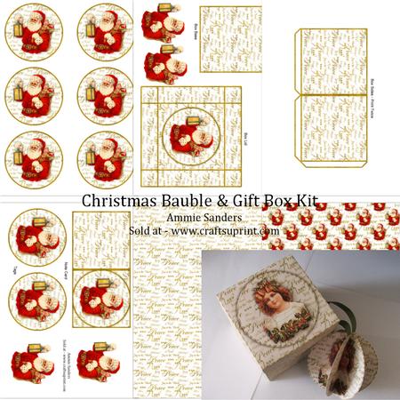 Vintage Santa 3D Bauble & Gift Box Kit