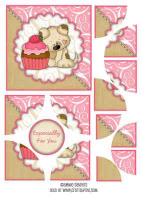 Sweet Little Puppy & Cup Cake Corner Stacker & Sentiment