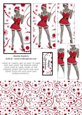 Sexy Christmas Lady Topper, Decoupage & Paper