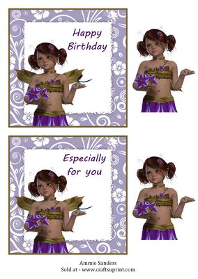 Sweet Purple Flower Fairy Toppers with Sentiments