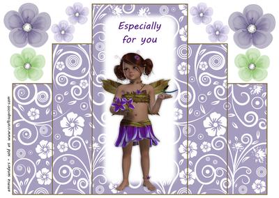Sweet Purple Flower Fairy Theater Fold Card