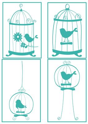 Doodle Dandy Birds Toppers - Blue - Set 1