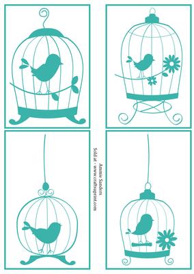 Doodle Dandy Birds Toppers - Blue - Set 1