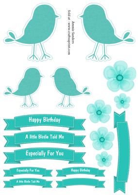 Doodle Dandy Birds Embellishments - Blue - Set 1