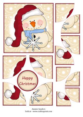 Christmas Snowman with Red Hat Corner Stacker