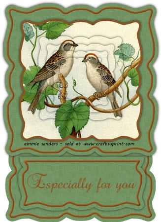 Vintage Painted Birds Shaped Easel Card Mini Kit