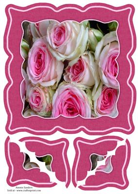 8x8 Pink & White Roses Shaped Topper & Corner Stackers