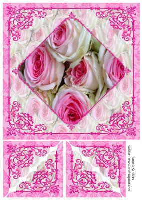 8x8 Pink & White Roses Topper & Corner Stackers