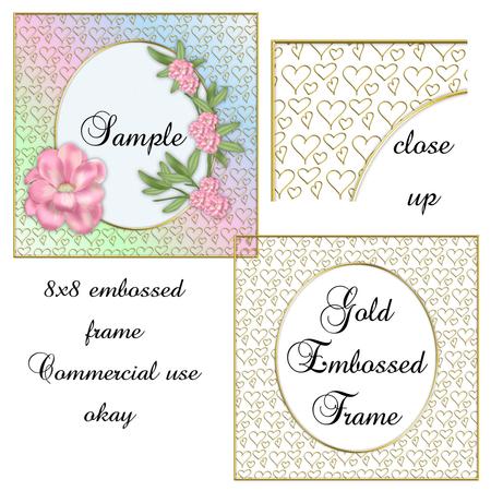8x8 Love Hearts Gold Embossed Frame Cu4cu