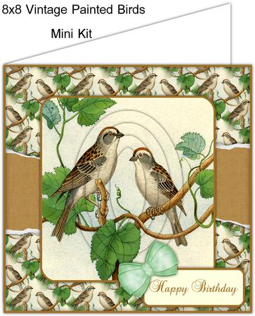 Vintage Painted Birds 8x8 Mini Kit