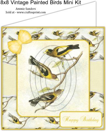 Vintage Painted Birds 8x8 Mini Kit