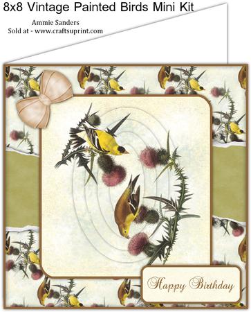 Vintage Painted Birds 8x8 Mini Kit