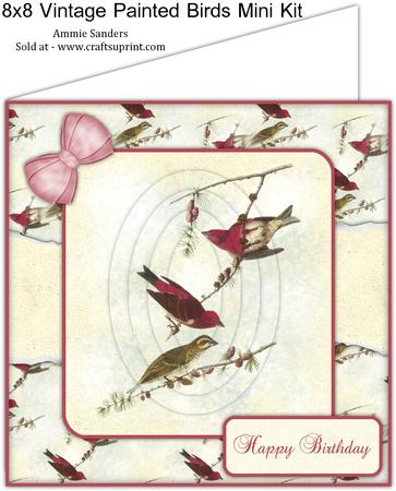 Vintage Painted Birds 8x8 Mini Kit