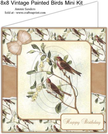 Vintage Painted Birds 8x8 Mini Kit