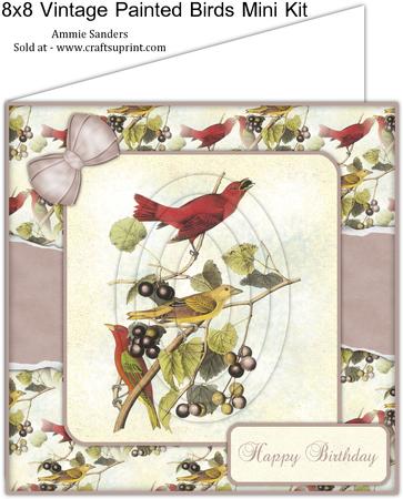 Vintage Painted Birds 8x8 Mini Kit