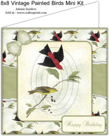 Vintage Painted Birds 8x8 Mini Kit