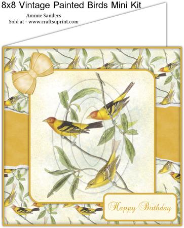 Vintage Painted Birds 8x8 Mini Kit
