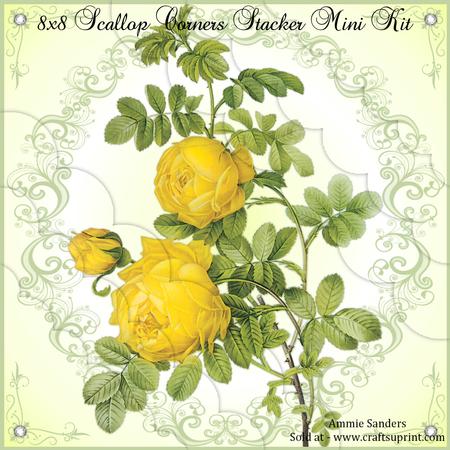 Yellow Roses 8x8 Scallop Corner Stacker Mini Kit
