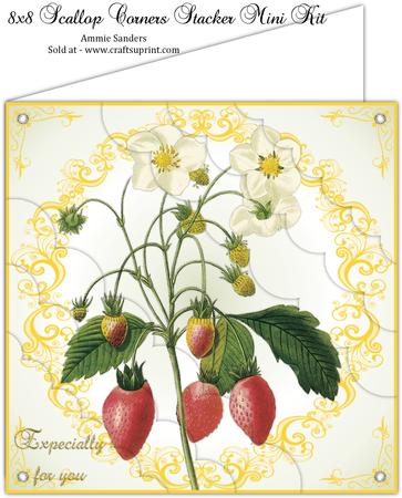 Flowering Strawberries 8x8 Scallop Corner Stacker Mini Kit