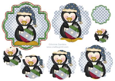 Xmas Penguin Shaped Stacker Topper & Sentiment Tag