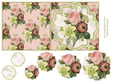 Vintage Painted Floral Bouquet 5x5 Quick Card