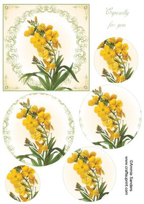 Pretty Yellow Flowers 5x5 Inch Topper & Circle Pyramid Layer