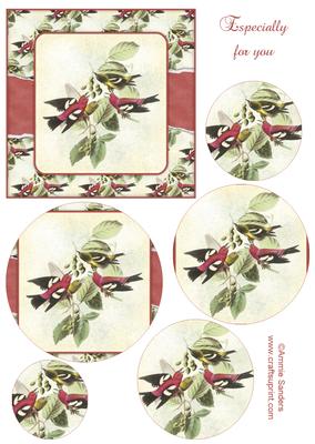Vintage Painted Birds Topper & Decoupage Layers