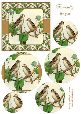 Vintage Painted Birds Topper & Decoupage Layers