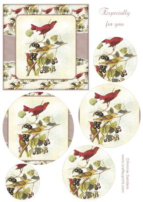 Vintage Painted Birds Topper & Decoupage Layers