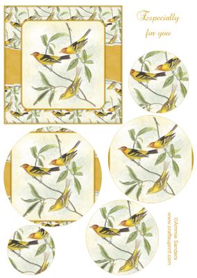 Vintage Painted Birds Topper & Decoupage Layers