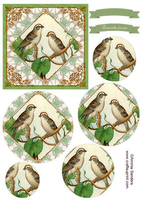 Vintage Painted Birds Topper & Decoupage Layers