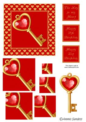 Red Crystal Key with Pyramid and Topper for Layering