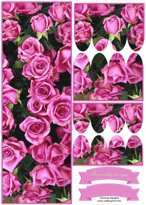 Cerise Roses Large Dl Scallop Stacker Topper