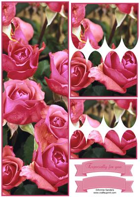 Deep Pink Roses Large Dl Scallop Stacker Topper